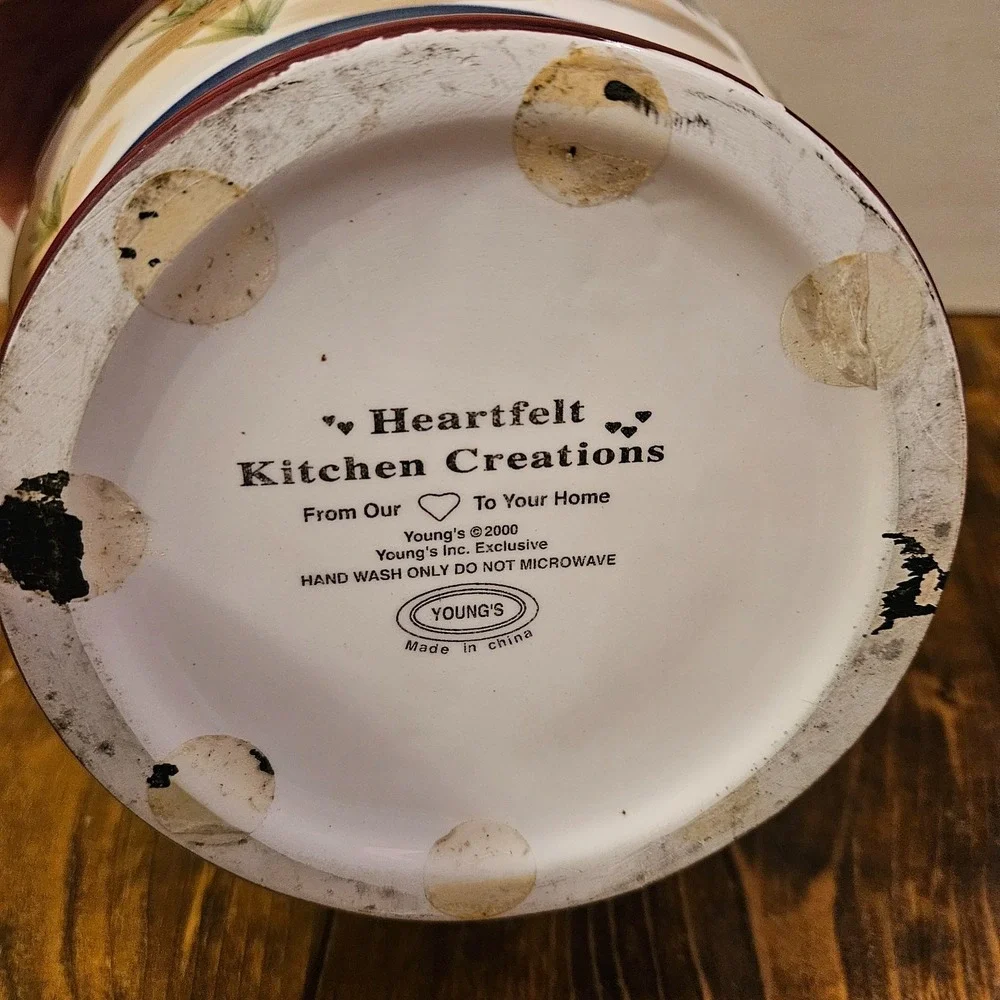 Vintage Heartfelt Kitchen Creations Rooster‎ Canister w Lid Farmhouse Country